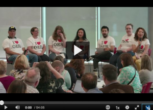 Screenshot of video from 2018 Lansing Community College student panel discussing open educational resousrces