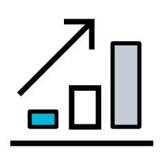 graphic of a Bar graph trending upwards